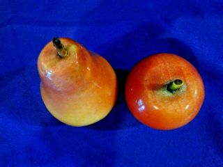 Vintage Stone Alabaster Fruit - Set of 2 - Pear and Peach - 4 