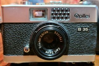 Vintage Rollei B35 Triotar 3.  5 - 4 5331541 Carl Zeiss Camera With Leather Case