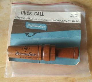 5 " Vintage Montgomery Wards Mw Western Field Duck Call Wooden Package