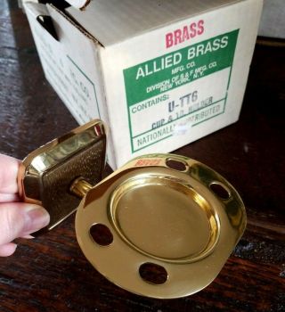 Vintage Brass Toothbrush & Cup Holder Wall Mounted Old Stock