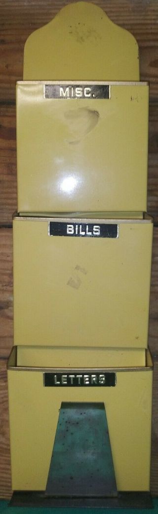 Vintage Solid Metal Slot Mail Sorter Letters Bills Misc.  Wall Mount Key Holder