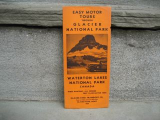 1936 Motor Bus Tours Brochure.  Glacier National Park,  Waterton Lakes,  Canada