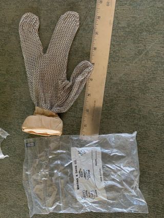 Vintage Whiting & Davis Chain Mail Safety Butchers Glove Mens Left 3 - Finger L