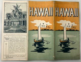 Vintage 1920’s? Hawaii Tri Fold Travel Brochure