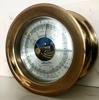 Vintage Airguide Instrument Co Chicago Brass Nautical Porthole Aneroid Barometer