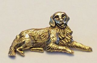 Vintage Signed Jj Gold Tone Dog Brooch