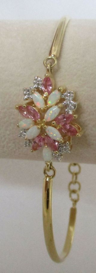 Vintage Sterling Silver Pink Stone/opal Bracelet 925
