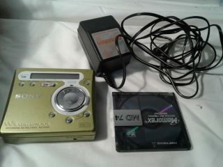 Vintage Sony Recording Md Walkman Mz - R700/charger/disc Green Play