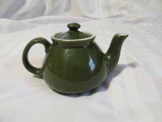 Vintage Hall Pottery Small Individual Teapot W Lid Green