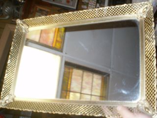 Vintage Large Mirrored Vanity Tray 12.  5x18 Frame,  9x15 Mirror