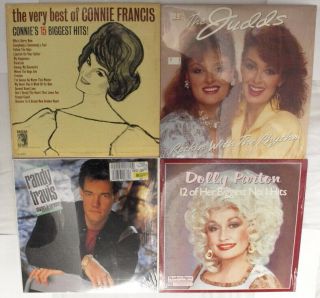 Set Of 4 Different Vintage Country 33 Rpm Records With Various Artists
