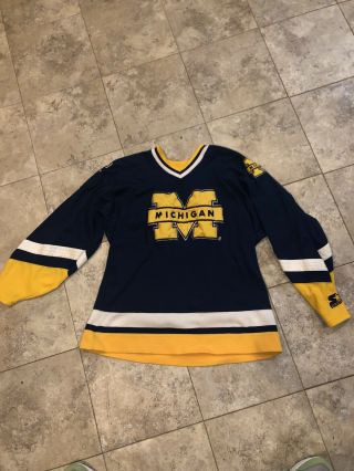 Vintage Starter University Of Michigan Wolverines Ice Hockey Jersey Size Large
