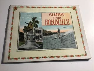 Aloha From Honolulu Souvenir Photo Book 1920s Duke Kahanamoku Hula Surfing