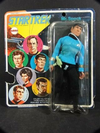 Vintage 1974 Mego Mr Spock Action Figure Star Trek 8” On 5 Face Card