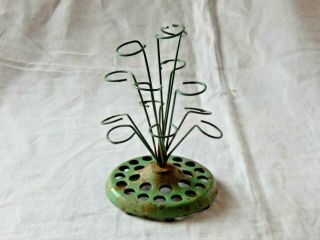 Vintage Jp Orben Metal Loop Flower Frog Curly Wire Cast Metal Base 13 Wires