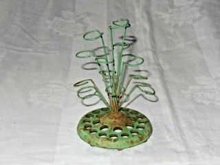 Vintage JP Orben Metal Loop Flower Frog Curly Wire Cast Metal Base 13 wires 2