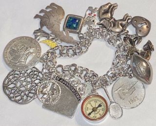 Vintage Sterling Silver Charm Bracelet Older Estate Jewelry