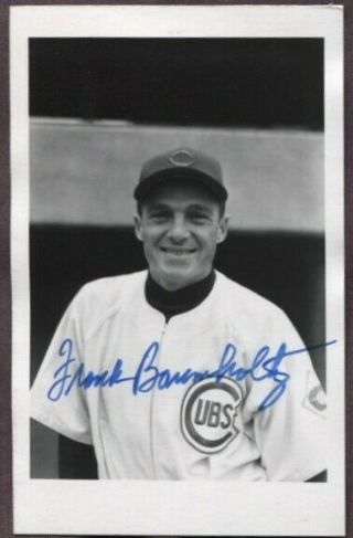 Frank Baumholtz Autographed Vintage Chicago Cubs Brace Postcard Size Photo