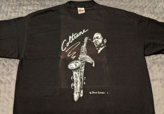 Vintage Jazz T - Shirt - John Coltrane - Art By David Escobar Black Xl