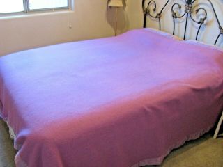 Vintage Pink Orchid Baron Mills Queen Size Wool Blanket
