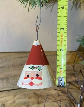 Rare Vintage Hand Painted Metal Santa Face Ornament 2 - 1/2” Tall (bell?) Read