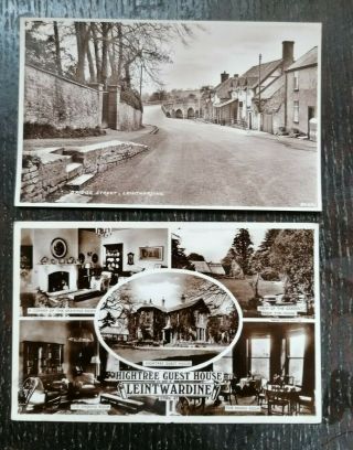 2 Vintage Postcards Leintwardine,  Bridge Street,  Hightree Guest House - Hereford