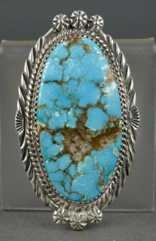 Fine Vintage Navajo Indian Sterling Silver Turquoise Darrel Morgan Pendant Pin