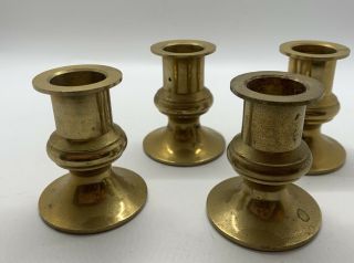 Set Of Four (4) Small Vintage 2.  5 " Brass Candlesticks Candle Holders