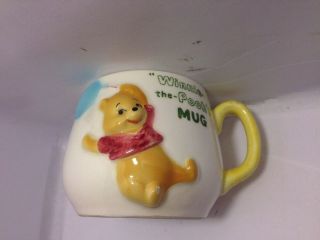 Vintage 1964 Raised Winnie - The - Pooh Mug/cup Walt Disney Rare Made In Japan
