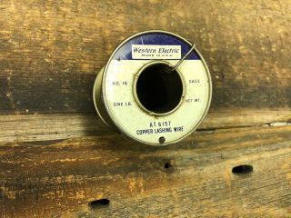 Vintage 1 Lb Roll Western Electric Copper Lashing Wire At 6157 No.  16 Gage -