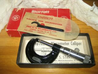 Vintage L S Starrett Co Athol Mass Usa No 436 - 1in Outside Micrometer 0 - 1 "