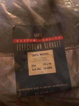 Vintage Mcm 100 Wool Blanket Wards Best Quality Blue Boy 80x90 Heavy Nos