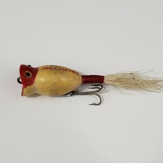 Vintage Hula Popper Top Water Fishing Lure Fred Arbogast Red Head Tail
