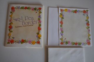 Vintage Current Stationery Sweet Pea Border With Folder