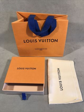 Pv03756 Vintage Louis Vuitton Small Gift Box With Canvas Flap Bag & Shopping Bag