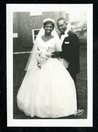 Vintage Photo African American Bride And Groom Pose For Wedding Portrait Lorstan
