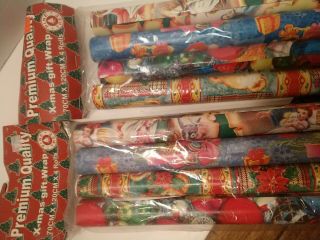 8 Rolls Of Vintage Christmas Wrapping Paper