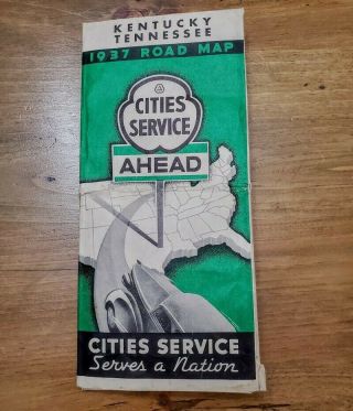 1937 Cities Service Oil And Gas Kentucky Tennessee Vintage Road Map