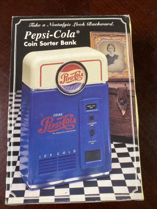 Vintage 1996 Pepsi Cola Vending Machine Coin Sorter Bank Plastic