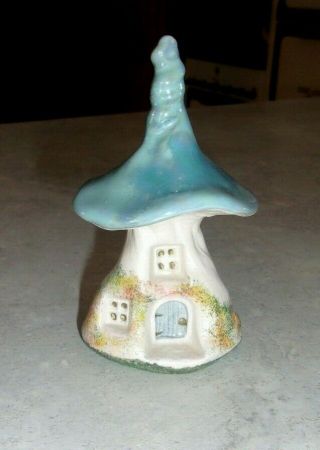 Vtg 4 " Pottery Mushroom Fairy Garden House Hand Sculptured In Mountains Of Wales