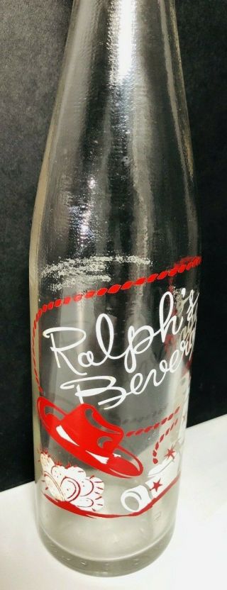 Vintage Ralph’s Beverages 1959 Soda Glass Bottle Zanesville Coca Cola Bottling