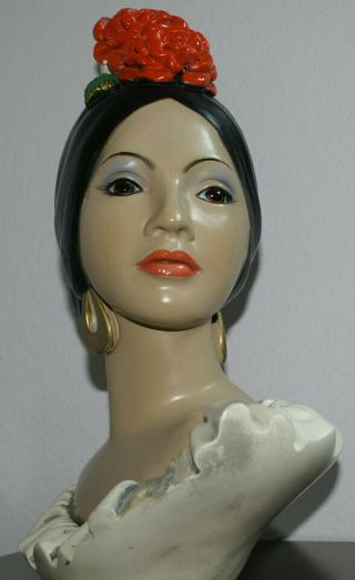 Vintage Marwal Ind.  Inc.  1966 Spanish Lady Head Bust Chalkware