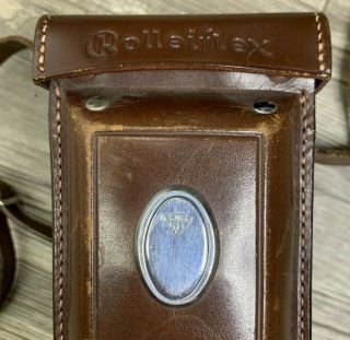Vintage Leather Camera Case For Rolleiflex Tlr With Rear Window And Strap