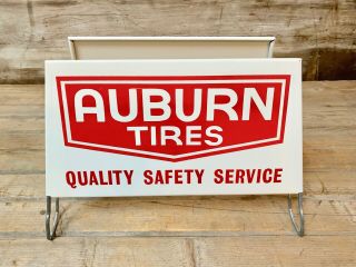 Vintage Nos Auburn Tires Advertising Tire Stand Display Sign Gas Oil