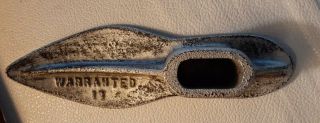Vintage Warranted Cast Iron Cobbler 1 Shoe Mold Size 17