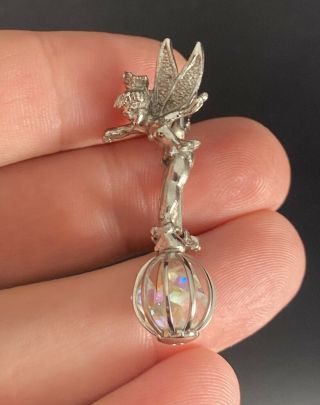 Vintage 1960’s Walt Disney Prod Tinker Bell Brooch With Ab Crystals Rare Pin