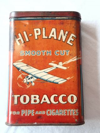 Vintage Hi - Plane Tobacco Tin Single Engine Smooth Cut Larus Bros.  Richmond Va.