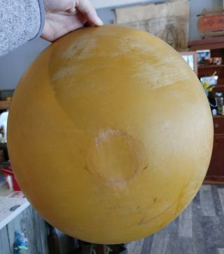 Large Antique Primitive Carved Round Wood Butter Dough Bowl Yellow Paint Vtg Old