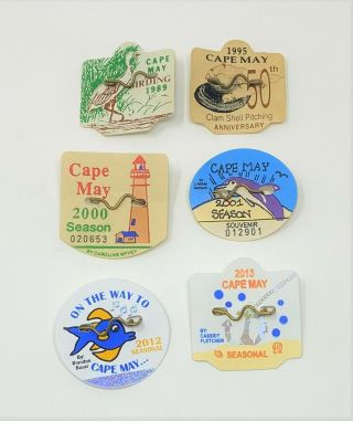 6 Cape May Beach Tags Jersey Beach Badges 1989 1995 2000 2001 2012 2013
