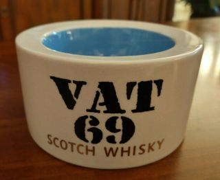 Vintage Vat 69 Scotch Whisky Ceramic Ashtray Great Britain 4 1/4 "